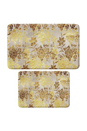 Monnhein 2'li Takım Banyo Paspası, Kaymaz Taban, Makinede Yıkanabilir, Banyo Halısı