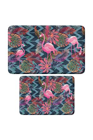 Monnhein 2'li Takım Banyo Paspası, Kaymaz Taban, Makinede Yıkanabilir, Banyo Halısı