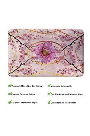 Monnhein 2'li Takım Banyo Paspası, Kaymaz Taban, Makinede Yıkanabilir, Banyo Halısı