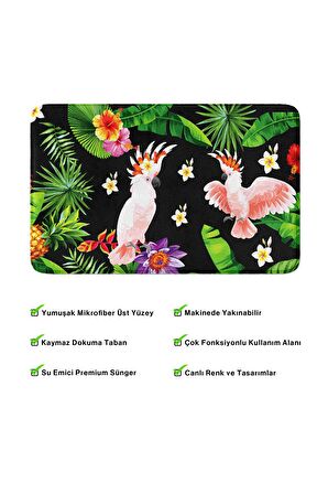 Monnhein 2'li Takım Banyo Paspası, Kaymaz Taban, Makinede Yıkanabilir, Banyo Halısı