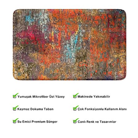 Monnhein  Mikrofiber Banyo Paspası, Kaymaz Taban, Makinede Yıkanabilir, Banyo Halısı (50x80)