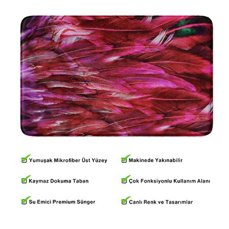 Monnhein  Mikrofiber Banyo Paspası, Kaymaz Taban, Makinede Yıkanabilir, Banyo Halısı (50x80)