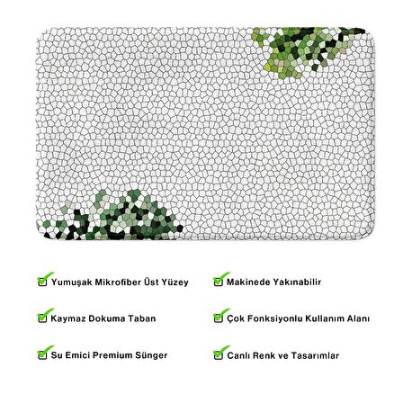 Monnhein  Mikrofiber Banyo Paspası, Kaymaz Taban, Makinede Yıkanabilir, Banyo Halısı (50x80)