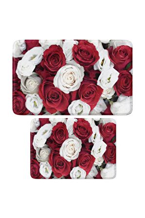 Monnhein 2'li Takım Banyo Paspası, Kaymaz Taban, Makinede Yıkanabilir, Banyo Halısı