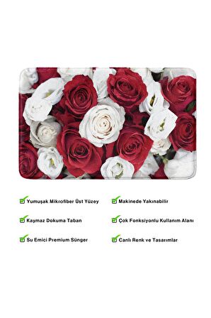 Monnhein 2'li Takım Banyo Paspası, Kaymaz Taban, Makinede Yıkanabilir, Banyo Halısı