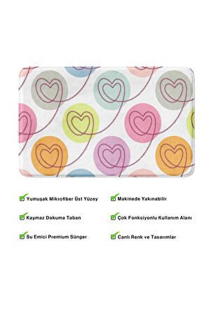 Monnhein 2'li Takım Banyo Paspası, Kaymaz Taban, Makinede Yıkanabilir, Banyo Halısı