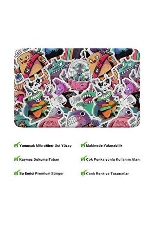 Monnhein 2'li Takım Banyo Paspası, Kaymaz Taban, Makinede Yıkanabilir, Banyo Halısı