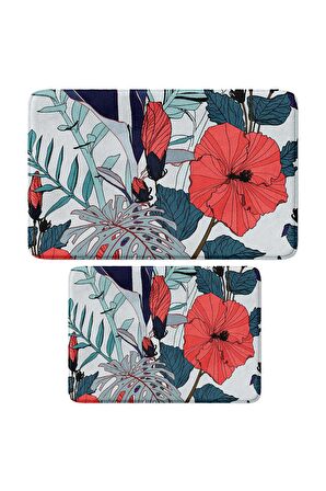 Monnhein 2'li Takım Banyo Paspası, Kaymaz Taban, Makinede Yıkanabilir, Banyo Halısı