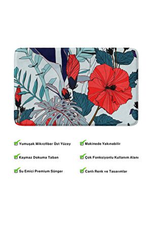 Monnhein 2'li Takım Banyo Paspası, Kaymaz Taban, Makinede Yıkanabilir, Banyo Halısı