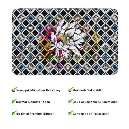 Monnhein  Mikrofiber Banyo Paspası, Kaymaz Taban, Makinede Yıkanabilir, Banyo Halısı (50x80)