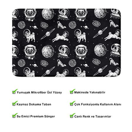 Monnhein  Mikrofiber Banyo Paspası, Kaymaz Taban, Makinede Yıkanabilir, Banyo Halısı (50x80)