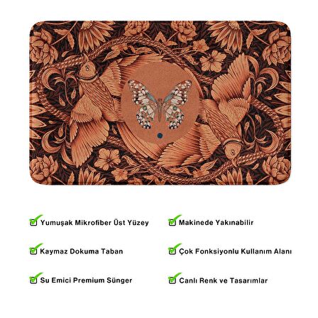 Monnhein  Mikrofiber Banyo Paspası, Kaymaz Taban, Makinede Yıkanabilir, Banyo Halısı (50x80)