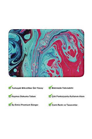 Monnhein 2'li Takım Banyo Paspası, Kaymaz Taban, Makinede Yıkanabilir, Banyo Halısı