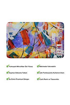 Monnhein 2'li Takım Banyo Paspası, Kaymaz Taban, Makinede Yıkanabilir, Banyo Halısı