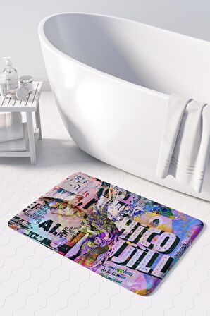 Monnhein 2'li Takım Banyo Paspası, Kaymaz Taban, Makinede Yıkanabilir, Banyo Halısı