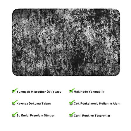 Monnhein  Mikrofiber Banyo Paspası, Kaymaz Taban, Makinede Yıkanabilir, Banyo Halısı (50x80)