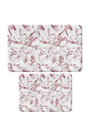 Monnhein 2'li Takım Banyo Paspası, Kaymaz Taban, Makinede Yıkanabilir, Banyo Halısı