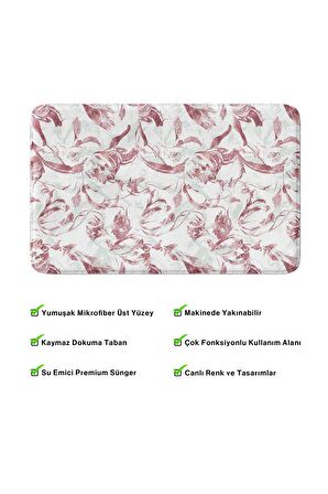 Monnhein 2'li Takım Banyo Paspası, Kaymaz Taban, Makinede Yıkanabilir, Banyo Halısı