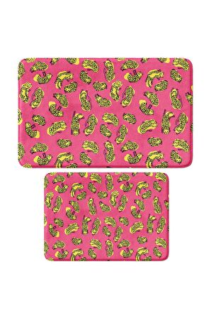 Monnhein 2'li Takım Banyo Paspası, Kaymaz Taban, Makinede Yıkanabilir, Banyo Halısı