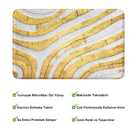 Monnhein  Mikrofiber Banyo Paspası, Kaymaz Taban, Makinede Yıkanabilir, Banyo Halısı (50x80)