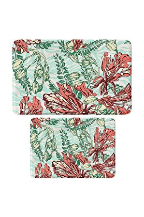 Monnhein 2'li Takım Banyo Paspası, Kaymaz Taban, Makinede Yıkanabilir, Banyo Halısı