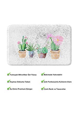 Monnhein 2'li Takım Banyo Paspası, Kaymaz Taban, Makinede Yıkanabilir, Banyo Halısı