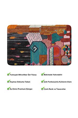 Monnhein 2'li Takım Banyo Paspası, Kaymaz Taban, Makinede Yıkanabilir, Banyo Halısı