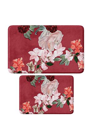 Monnhein 2'li Takım Banyo Paspası, Kaymaz Taban, Makinede Yıkanabilir, Banyo Halısı