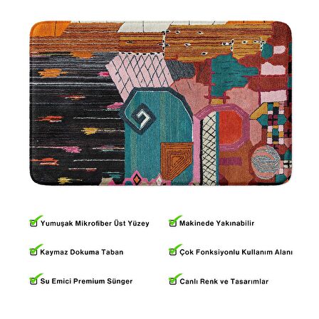 Monnhein  Mikrofiber Banyo Paspası, Kaymaz Taban, Makinede Yıkanabilir, Banyo Halısı (50x80)