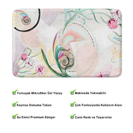 Monnhein  Mikrofiber Banyo Paspası, Kaymaz Taban, Makinede Yıkanabilir, Banyo Halısı (50x80)