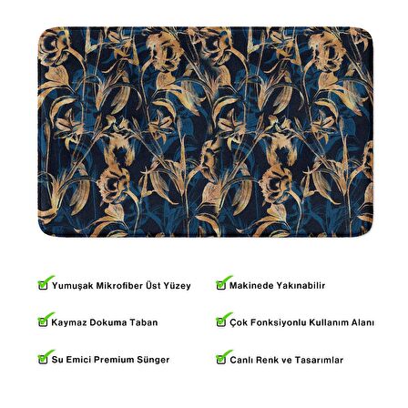 Monnhein  Mikrofiber Banyo Paspası, Kaymaz Taban, Makinede Yıkanabilir, Banyo Halısı (50x80)