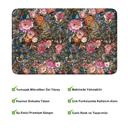 Monnhein  Mikrofiber Banyo Paspası, Kaymaz Taban, Makinede Yıkanabilir, Banyo Halısı (50x80)