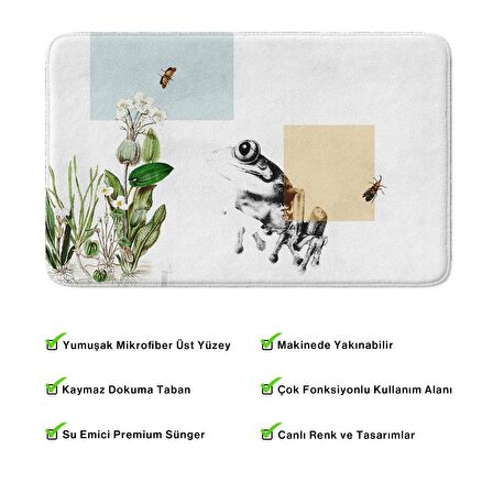 Monnhein  Mikrofiber Banyo Paspası, Kaymaz Taban, Makinede Yıkanabilir, Banyo Halısı (50x80)