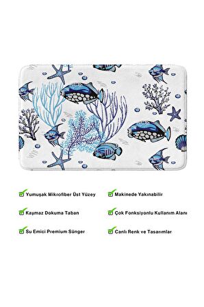 Monnhein 2'li Takım Banyo Paspası, Kaymaz Taban, Makinede Yıkanabilir, Banyo Halısı