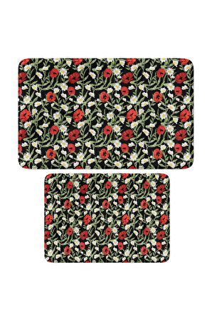 Monnhein 2'li Takım Banyo Paspası, Kaymaz Taban, Makinede Yıkanabilir, Banyo Halısı