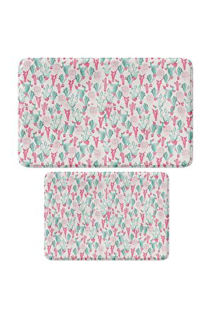 Monnhein 2'li Takım Banyo Paspası, Kaymaz Taban, Makinede Yıkanabilir, Banyo Halısı