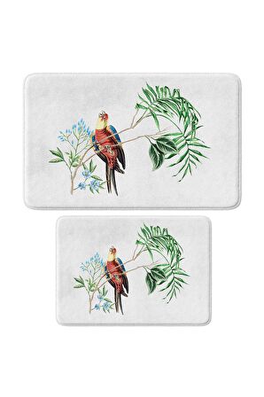 Monnhein 2'li Takım Banyo Paspası, Kaymaz Taban, Makinede Yıkanabilir, Banyo Halısı