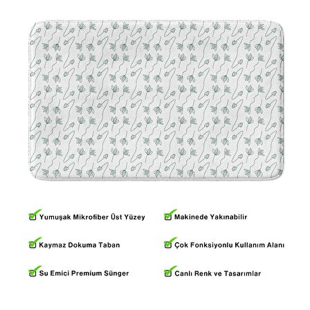 Monnhein  Mikrofiber Banyo Paspası, Kaymaz Taban, Makinede Yıkanabilir, Banyo Halısı