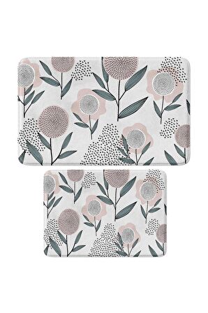 Monnhein 2'li Takım Banyo Paspası, Kaymaz Taban, Makinede Yıkanabilir, Banyo Halısı