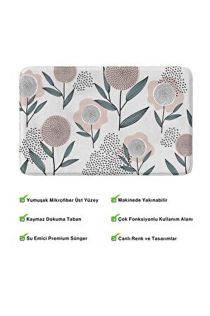 Monnhein 2'li Takım Banyo Paspası, Kaymaz Taban, Makinede Yıkanabilir, Banyo Halısı