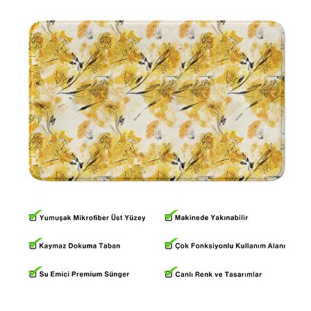 Monnhein  Mikrofiber Banyo Paspası, Kaymaz Taban, Makinede Yıkanabilir, Banyo Halısı (50x80)