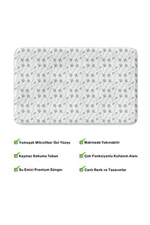 Monnhein 2'li Takım Banyo Paspası, Kaymaz Taban, Makinede Yıkanabilir, Banyo Halısı