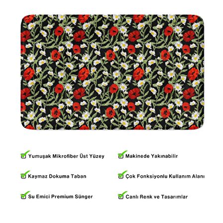 Monnhein  Mikrofiber Banyo Paspası, Kaymaz Taban, Makinede Yıkanabilir, Banyo Halısı (50x80)