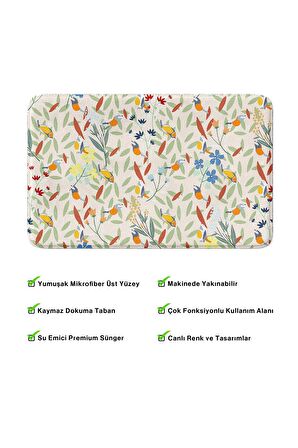 Monnhein 2'li Takım Banyo Paspası, Kaymaz Taban, Makinede Yıkanabilir, Banyo Halısı