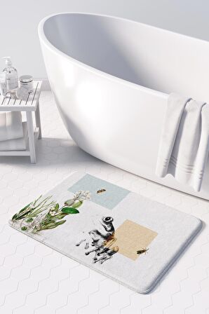Monnhein 2'li Takım Banyo Paspası, Kaymaz Taban, Makinede Yıkanabilir, Banyo Halısı