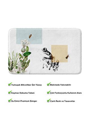 Monnhein 2'li Takım Banyo Paspası, Kaymaz Taban, Makinede Yıkanabilir, Banyo Halısı
