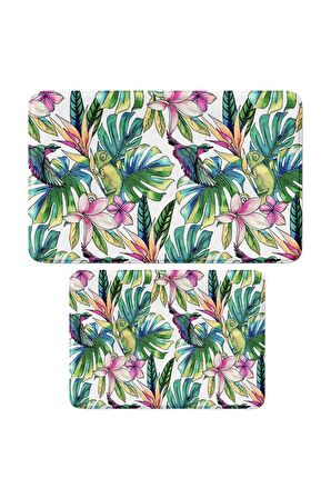 Monnhein 2'li Takım Banyo Paspası, Kaymaz Taban, Makinede Yıkanabilir, Banyo Halısı