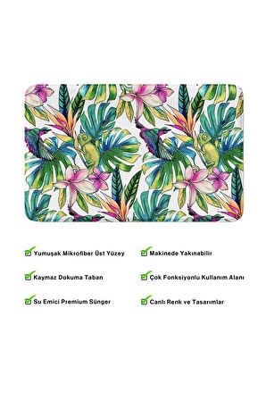 Monnhein 2'li Takım Banyo Paspası, Kaymaz Taban, Makinede Yıkanabilir, Banyo Halısı