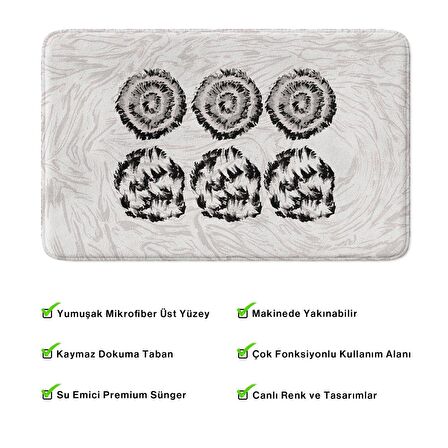 Monnhein  Mikrofiber Banyo Paspası, Kaymaz Taban, Makinede Yıkanabilir, Banyo Halısı (50x80)