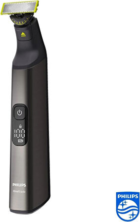 Philips OneBlade Pro 360 Sakal Biçme Makinesi, Erkek Tıraş Makinesi, Vücut Tıraş Makinesi, Yüz ve Vücut, 2 Bıçak 360, 14 Uzunluk, Vücut Adaptörü, Şarj Tabanı, Kılıf, QP6651/35, Siyah